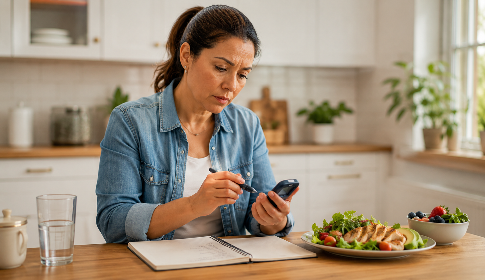 Mujer revisando su rutina alimenticia