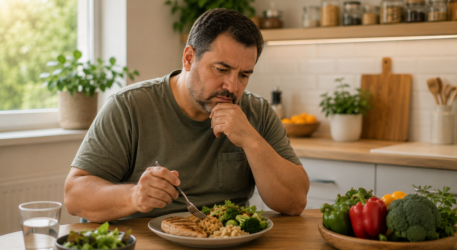 Hombre revisando hábitos alimenticios